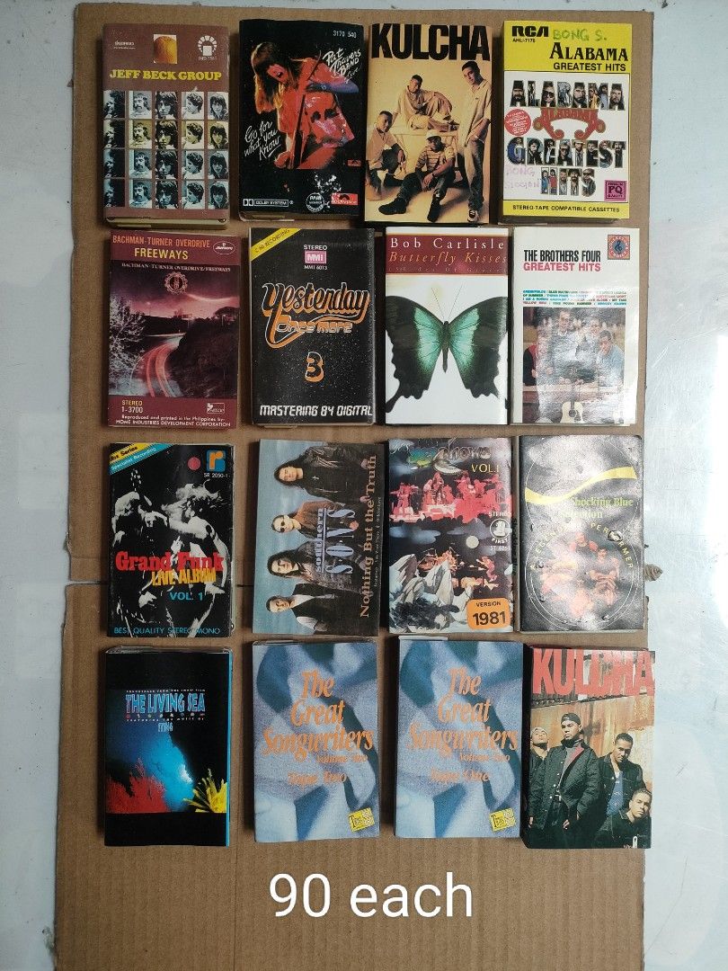 Various Cassette Tapes - Music Collection (Category: CDs & DVDs) located in Manila. Submitted by kimpot0801 (Listing ID 1464664991, Image 1). Description: - Assorted music cassette tapes available - Wide range of artists and genres - Pricing: P90, P200, or P500 per tape - Ideal for collectors and fans of retro music - Limited quantities – get yours now!.