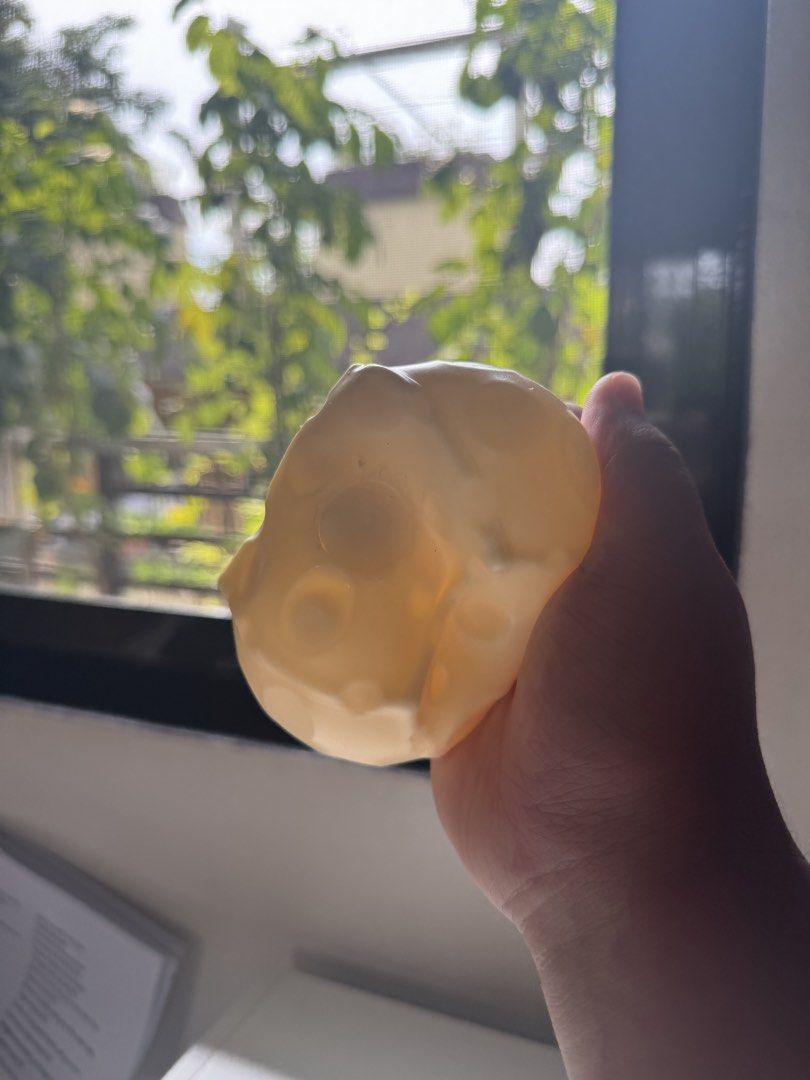Vaseline/Coconut Oil cheese squishy (Category: Kids Toys) located in Quezon City. Submitted by anniesandy (Listing ID 1464664562, Image 3). Description: - Squishy cheese-shaped stress ball - Soft and fun to squeeze - Relieves stress and great for fidgeting - Message me if you have any questions! ☺️🤍.