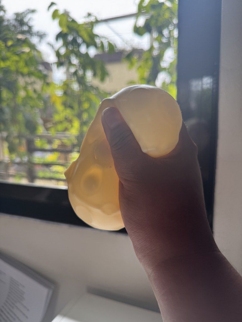 Vaseline/Coconut Oil cheese squishy (Category: Kids Toys) located in Quezon City. Submitted by anniesandy (Listing ID 1464664562, Image 2). Description: - Squishy cheese-shaped stress ball - Soft and fun to squeeze - Relieves stress and great for fidgeting - Message me if you have any questions! ☺️🤍.