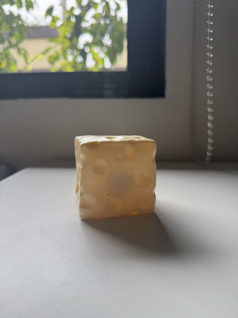 Vaseline/Coconut Oil cheese squishy (Category: Kids Toys) located in Quezon City. Submitted by anniesandy (Listing ID 1464664562, Image 1). Description: - Squishy cheese-shaped stress ball - Soft and fun to squeeze - Relieves stress and great for fidgeting - Message me if you have any questions! ☺️🤍.