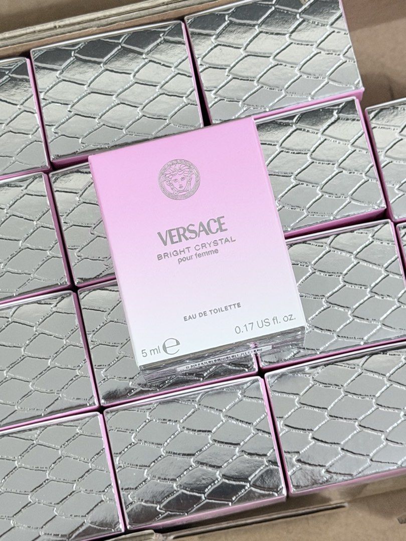 Versace Yellow Diamond & Bright Crystal Miniature Perfume Set 5ml (Category: Fragrance & Deodorants) located in San Juan City. Submitted by babapccd (Listing ID 1464753344, Image 2). Description: - Brand: Versace mini fragrances - Scents included: Yellow Diamond & Bright Crystal (Eau de Toilette) - Size: 5ml / 0.17 US fl. oz. per bottle - Packaging: Comes in gorgeous silver scale-patterned boxes - Best for: Travel-friendly size or trial before co