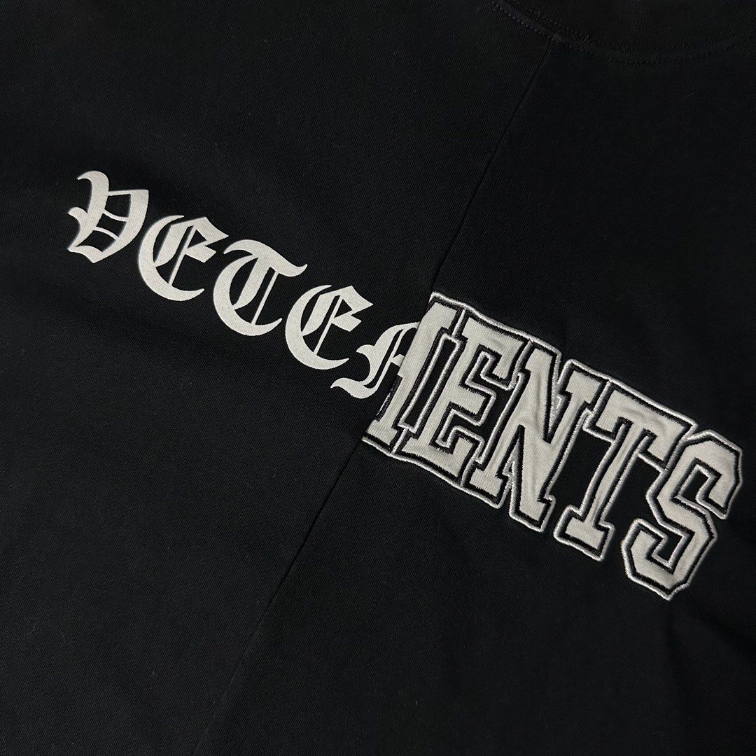 VETEMENTS SPLIT EMBROID TEE (Category: Formal Shirts) located in San Jose del Monte. Submitted by xanthrift2.0 (Listing ID 1464667670, Image 2). Description: VETEMENTS SPLIT EMBROID TEE color rate: 9.9/10 dimes: 23 x 29 (large to xl) ₱1,199.