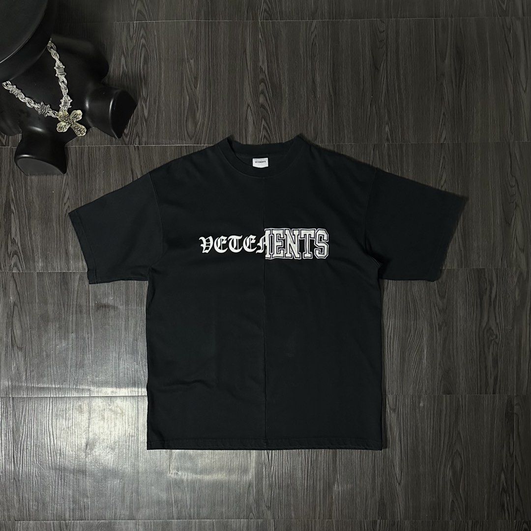 VETEMENTS SPLIT EMBROID TEE (Category: Formal Shirts) located in San Jose del Monte. Submitted by xanthrift2.0 (Listing ID 1464667670, Image 1). Description: VETEMENTS SPLIT EMBROID TEE color rate: 9.9/10 dimes: 23 x 29 (large to xl) ₱1,199.