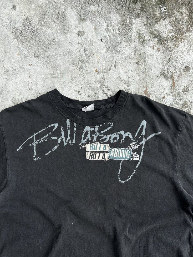 Vintage Billabong Script Patched Logo Shirt (Category: Tshirts & Polo Shirts ) located in Balanga. Submitted by nothingtohold.co (Listing ID 1464719303, Image 2). Description: Vintage Billabong Script Patched Logo Shirt XL on tag | 23 width | 28.5 length | 9.5 condition Issue: minor hairline, perfect fade, need wash Gcash | jnt | bataan Vouch~vc.