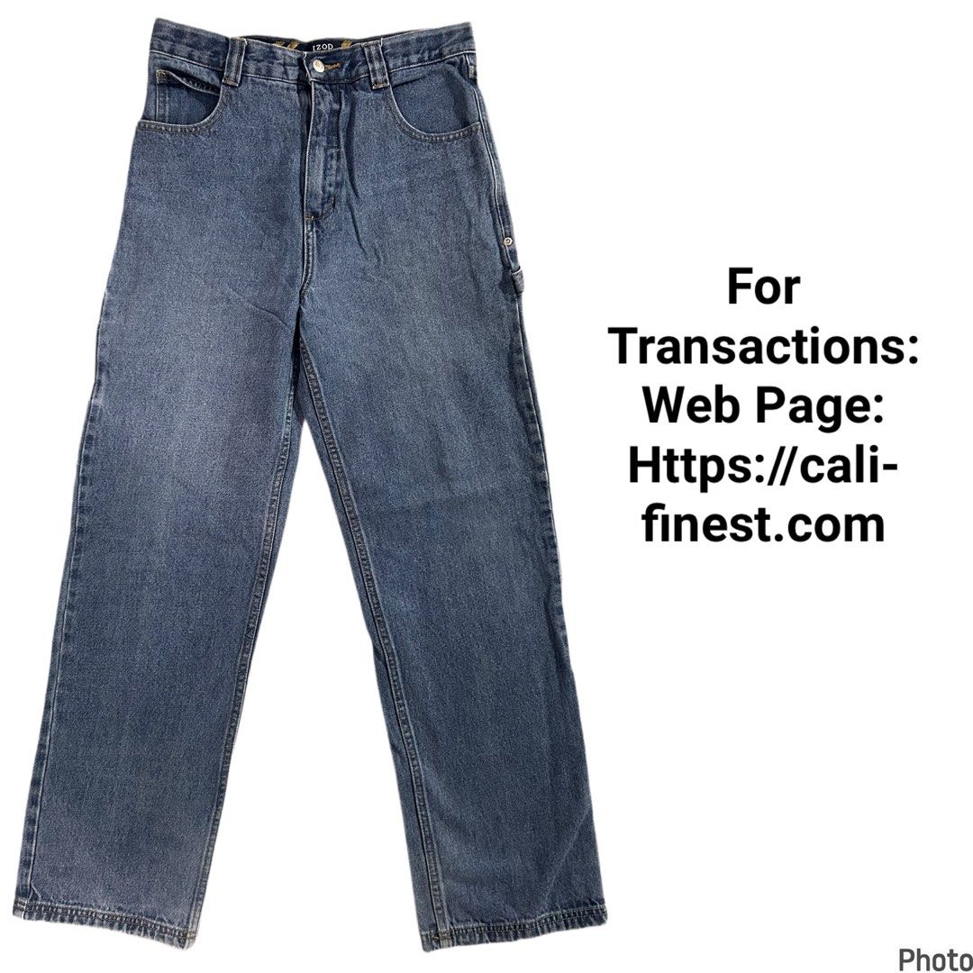 vintage IZOD carpenter jeans (Category: Jeans) located in Pasig City. Submitted by califinestcollectibles (Listing ID 1464614795, Image 1). Description: vintage IZOD carpenter jeans B#0010 Size: 28 Waist: 36cm / 14 inch Hip: 44cm / 16 1/2 inch Thigh: 27cm / 10 inch Inseam: 70cm / 27 inch Leg opening: 20cm / 8 inch Front: 30cm / 11 inch Length: 98cm / 38 1/2 inch • Actual and detailed photos are already posted—kindly check all photos. • When-worn 