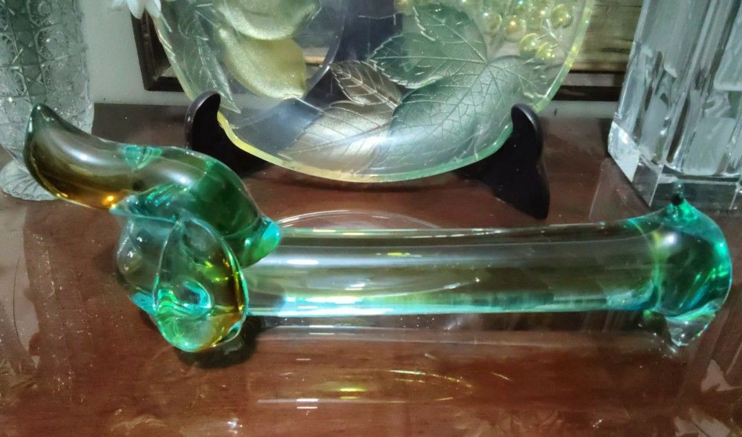 Vintage multi glass dachshund figurine (Category: Vintage Collectibles) located in San Rafael. Submitted by jflshoppe1989 (Listing ID 1464652435, Image 2). Description: size lenght 14 inches height 4 inches.