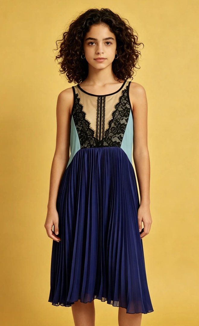 VIVI PARTY (Category: Dresses) located in Davao. Submitted by sart0ria85 (Listing ID 1464609255, Image 2). Description: A quadro of black lace,cream, blue green and violet pleated skirt in one ensemble. Details are removed. SMALL. Size 2 VERY GOOD CONDITION (87/100).
