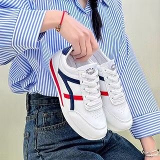 White Sneakers with Red and Blue Stripes (Category: Sneakers) located in Manila. Submitted by pauwie40838 (Listing ID 1464687220, Image 1). Description: - Classic white sneakers - Sporty red and blue stripe accents - Secure lace-up closure - Comfortable and stylish for everyday wear - Durable rubber sole with good grip - Versatile: pairs well with jeans, shorts, and casual outfits.