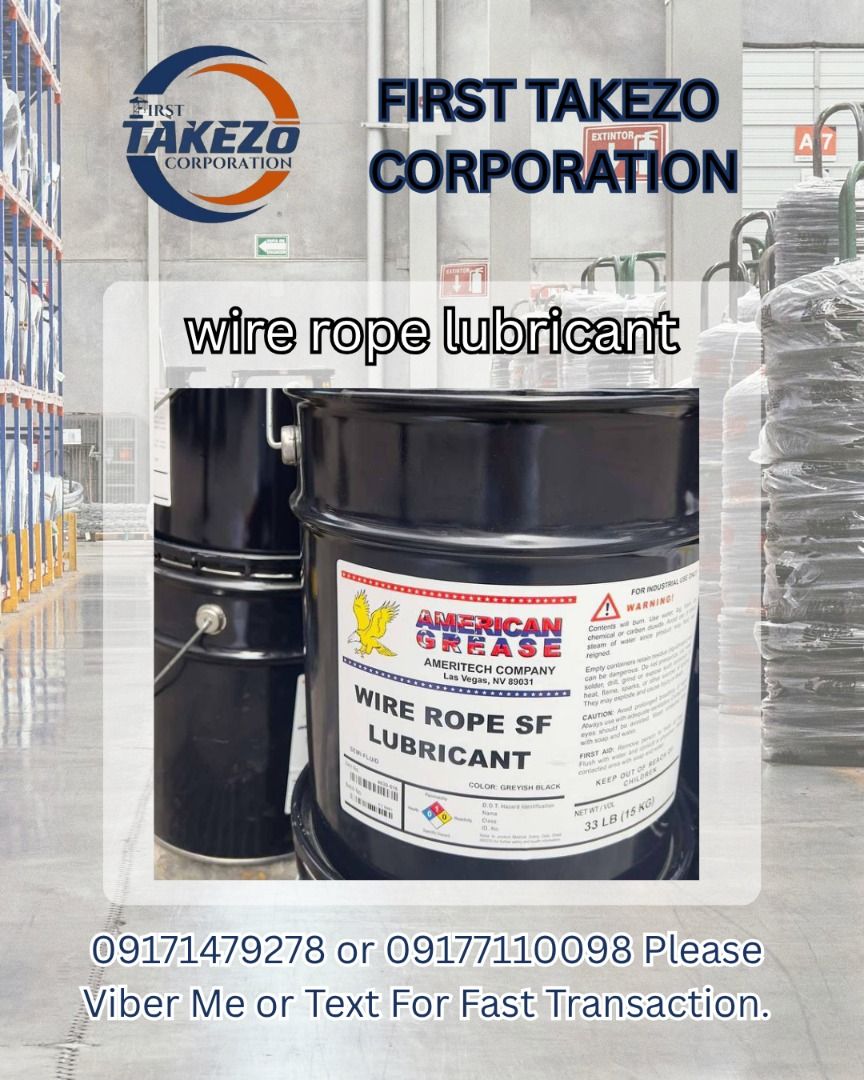 wire rope lubricant (Category: Home Improvement Tools & Accessories) located in Manila. Submitted by 09171479278_elsie. (Listing ID 1464574243, Image 1). Description: wire rope lubricant.