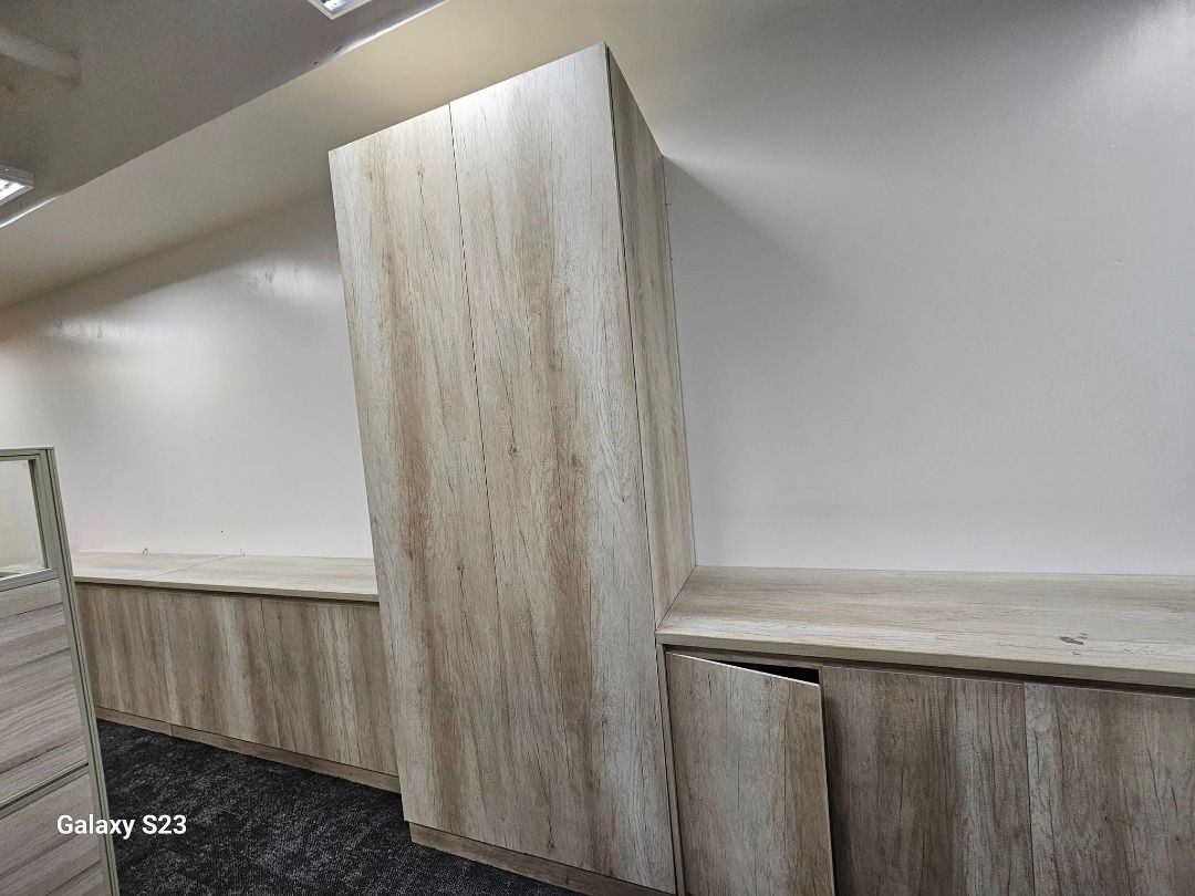 Wooden Cabinet with Multiple Shelves (Category: Shelves, Cabinets & Racks) located in Pasig City. Submitted by fft07_modular412 (Listing ID 1464610704, Image 1). Description: Customize wood Laminated cabinet w/ shelves We Also supply & install modular office partition with tables NOTE: Price is base in the size and design of Cabinet & base in your preference. The price is for posting only ‘Made to order product We also have: **Modular Partition *