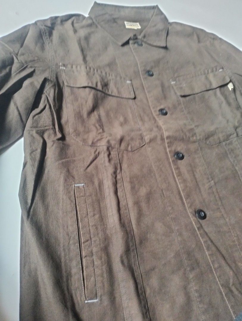 Workwear (Category: Coats, Jackets and Outerwear) located in Baguio. Submitted by dapper_deals (Listing ID 1464610088, Image 2). Description: Brooklyn Overall Co Work Master Workwear outer tops Condition: great Size Large on tag Pit-pit: 22 Length: 30 Shoulder: 19 Sleeves: 25.5 Mine: 1,500 Do message me for other details needed.