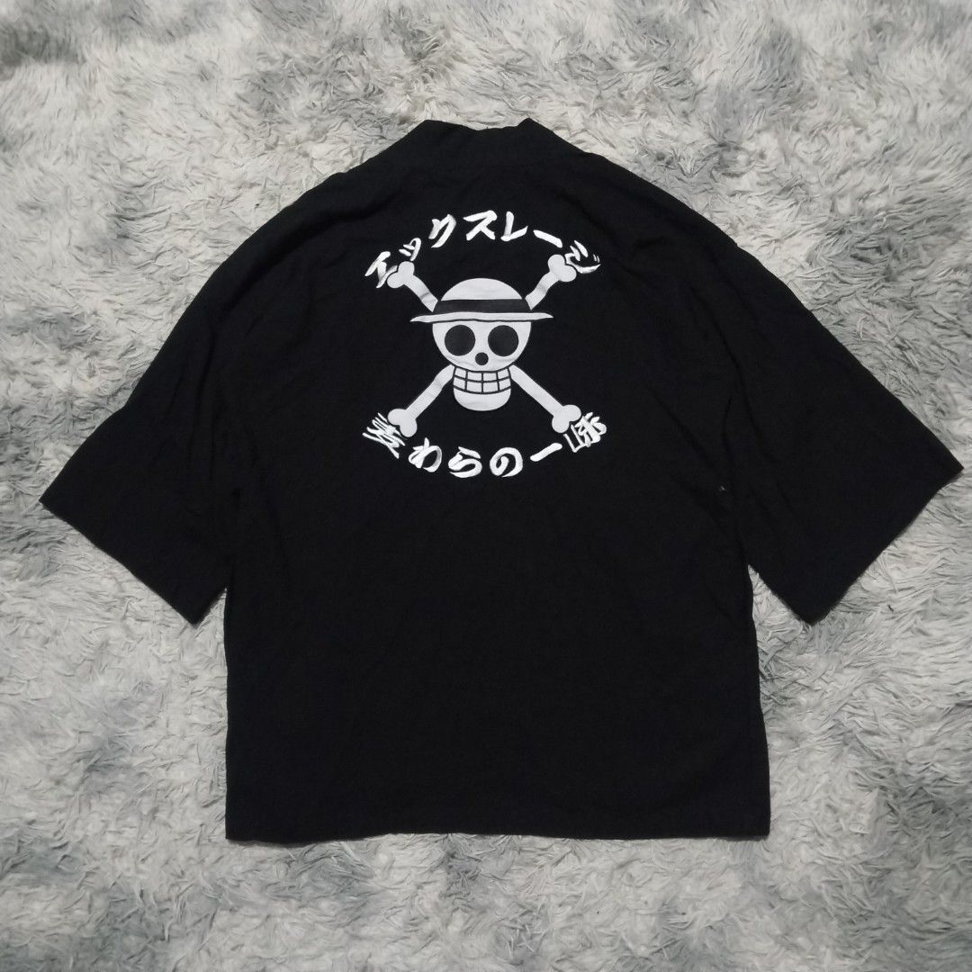 X RAGE x ONE PIECE Kimono (Category: Coats, Jackets and Outerwear) located in Dasmarinas. Submitted by oneofakind_98 (Listing ID 1464708788, Image 2). Description: X RAGE x ONE PIECE KIMONO - Like new condition - Embroidery - Meduim on tag - Dual pouch/Lace inside - Unisex Measurement when Iaid flat 23.5 inches armpit to armpit 29 inches length 13 inches sleeve 23.5 inches shoulder to shoulder 900shipped via JNT.