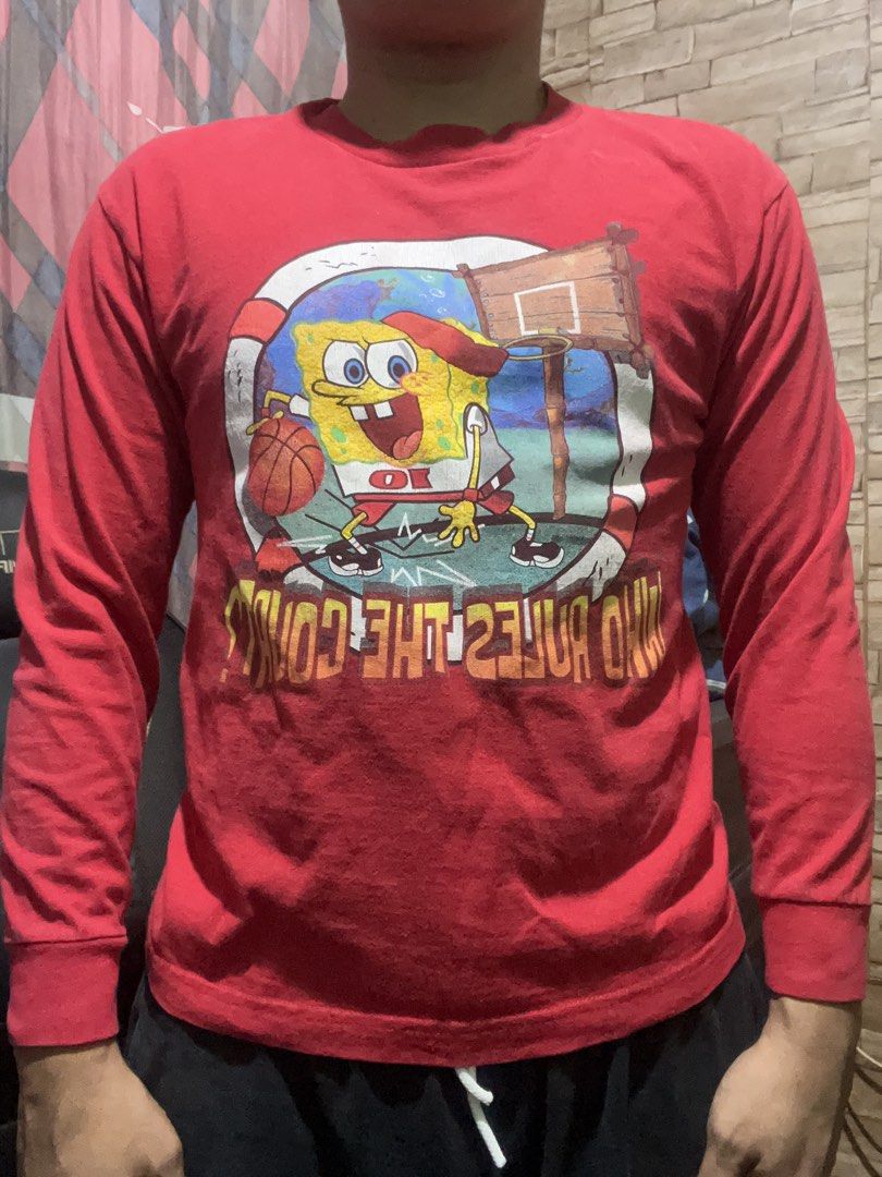 Y2K Spongebob Long Sleeve (Category: Tshirts & Polo Shirts ) located in Cavite. Submitted by thriftniowen (Listing ID 1464715246, Image 2). Description: Y2K Spongebob Long Sleeve Size Youth Large Chest: 19 Length: 24 Good condition Flaws: hole and stain.