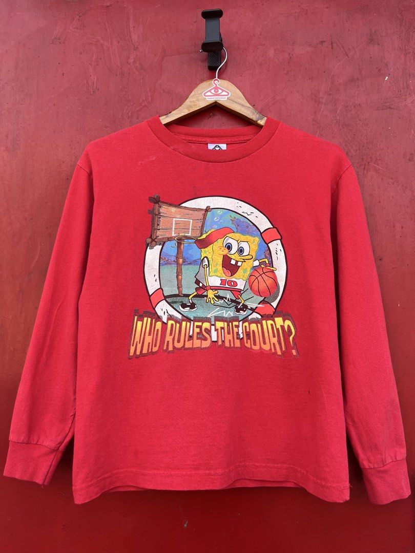 Y2K Spongebob Long Sleeve (Category: Tshirts & Polo Shirts ) located in Cavite. Submitted by thriftniowen (Listing ID 1464715246, Image 1). Description: Y2K Spongebob Long Sleeve Size Youth Large Chest: 19 Length: 24 Good condition Flaws: hole and stain.
