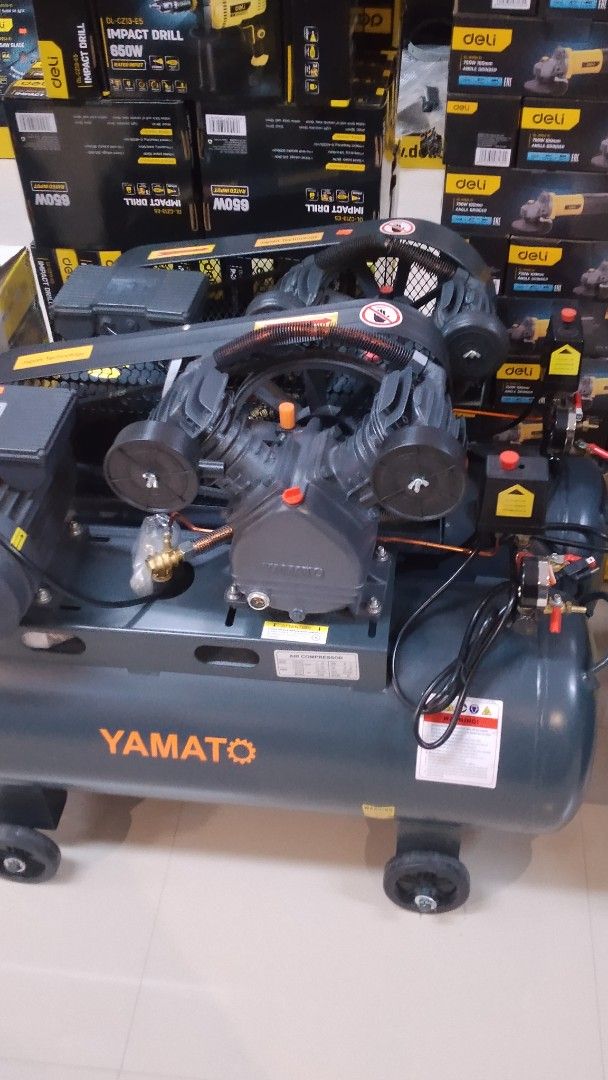 YAMATO BELT-DRIVEN AIR COMPRESSOR (Category: Announcements) located in Manila. Submitted by ivanruazol (Listing ID 1464577213, Image 1). Description: YAMATO Belt-Driven Air Compressor with a horizontal tank, V-type twin-cylinder pump, and electric motor. Here is a sales-focused caption you can use: 💨 YAMATO Belt-Driven Air Compressor Power. Performance. Reliability. Boost your productivity with the YAMATO Air Compressor—built for continuous, hea