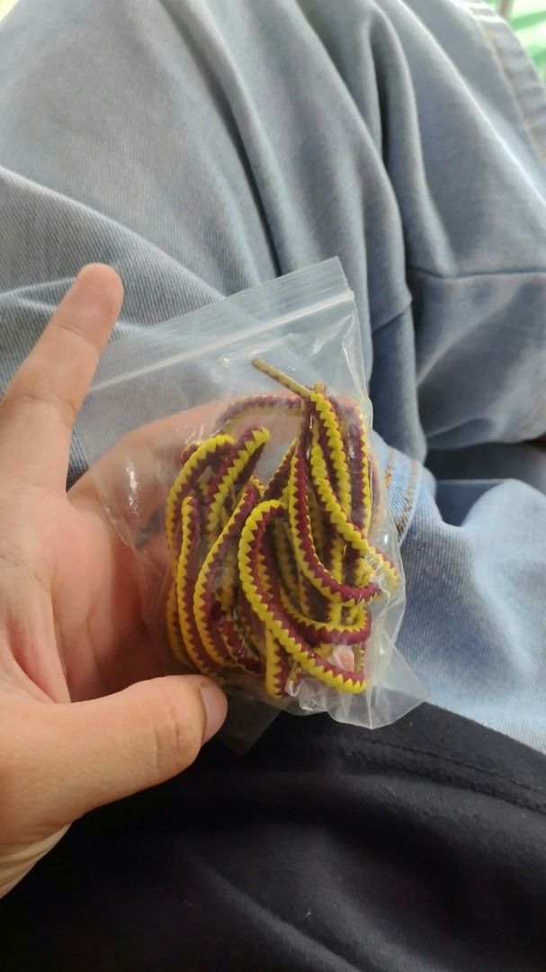 Yellow and Maroon Zigzag Shoelaces (Category: Boots) located in Taguig. Submitted by slime824 (Listing ID 1464623758, Image 3). Description: - Brand new zigzag shoelaces - Colors: Yellow and Maroon - Ideal for customizing sneakers and boots - Adds a vibrant pop of color to any footwear - Feel free to ask any questions!.
