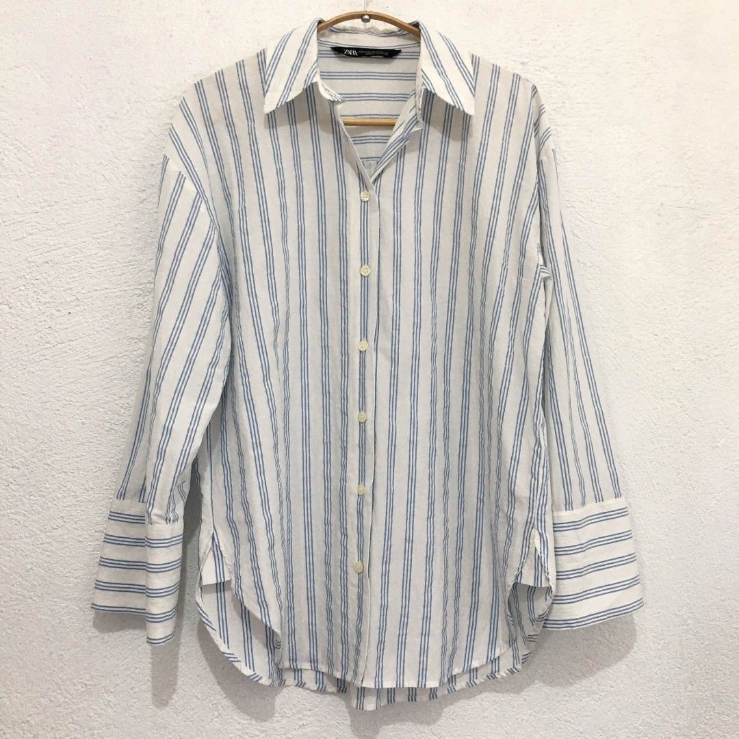 Zara basic stripes polin shirt (Category: Longsleeves) located in Subic. Submitted by ayvee.ph (Listing ID 1464658919, Image 2). Description: Zara basic stripes polin shirt So pretty & comfy!!!✨ Prelove No when worn 🏷Good as bnew 💯Store bought Size: S on tag fits Medium Bust: Upto 40 Length: 26 inches Shoulder: 21 📌Measured via tm ✅Color may differ due to lighting Price: 650 📍Location: Olongapo City 🚛Courier: Reg J&T door to door del Mine no