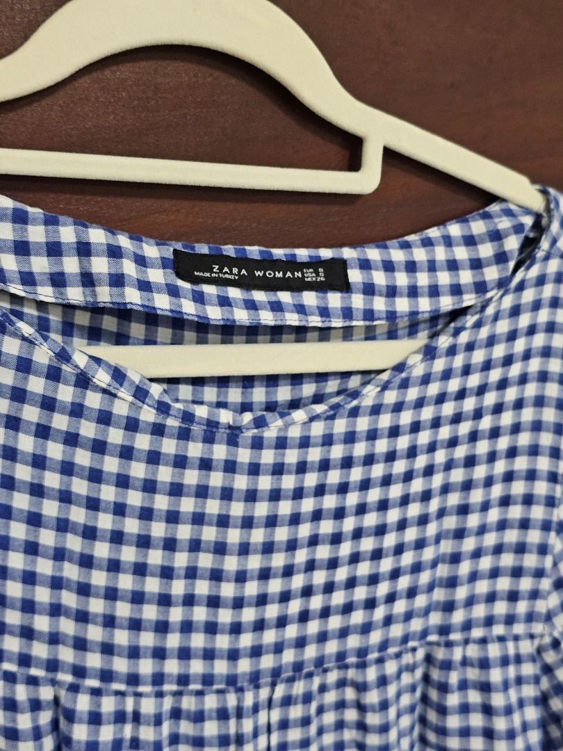Zara checkered doll dress (Category: Dresses) located in Los Banos. Submitted by itsmecathey (Listing ID 1464753331, Image 2). Description: Issue: Sa sleeves niya ay cut kasi di ko nagustuhan yung design, so yun lang issue niya Fit S-M.