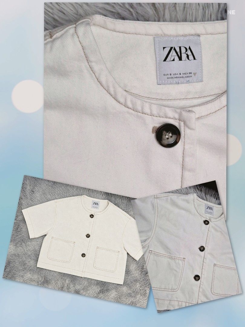 Zara Denim Top (Category: Blouses) located in General Trias. Submitted by relove_closet8 (Listing ID 1464707186, Image 1). Description: • Washed and never used. • Denim material with contrast stitching and button closures. • Boxy fit. • Buyer handles shipping fee and book J&T or Lalamove only. • Payment first via bank transfer or e-wallet • No cancellation/return/refund of orders. 📍Lancaster, General Trias (Weekdays) 📍Las Piñas (Saturday & Sund