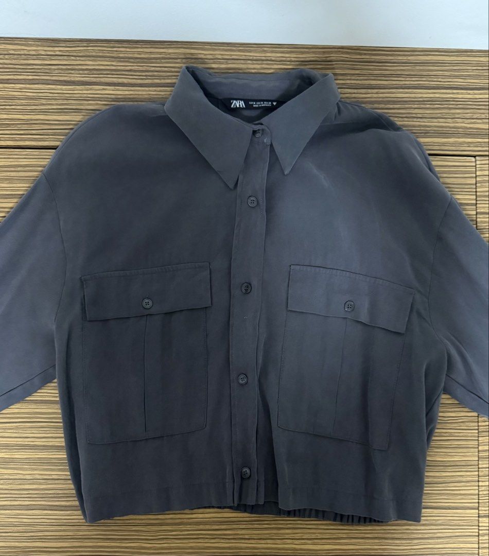 Zara Grey Button-Up Shirt (Category: Others Tops) located in Rizal. Submitted by prelovedbykash (Listing ID 1464730329, Image 2). Description: .