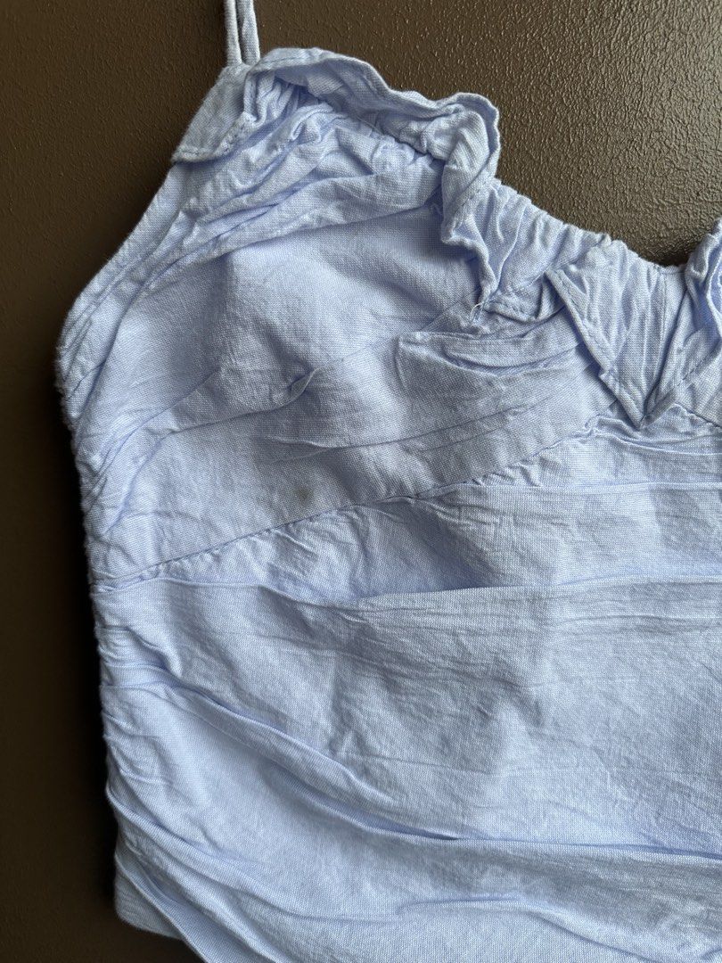 Zara Light Blue Ruched Cami Top Size S (Category: Sleeveless) located in Pasig City. Submitted by afterglowpreloved (Listing ID 1464723077, Image 2). Description: .