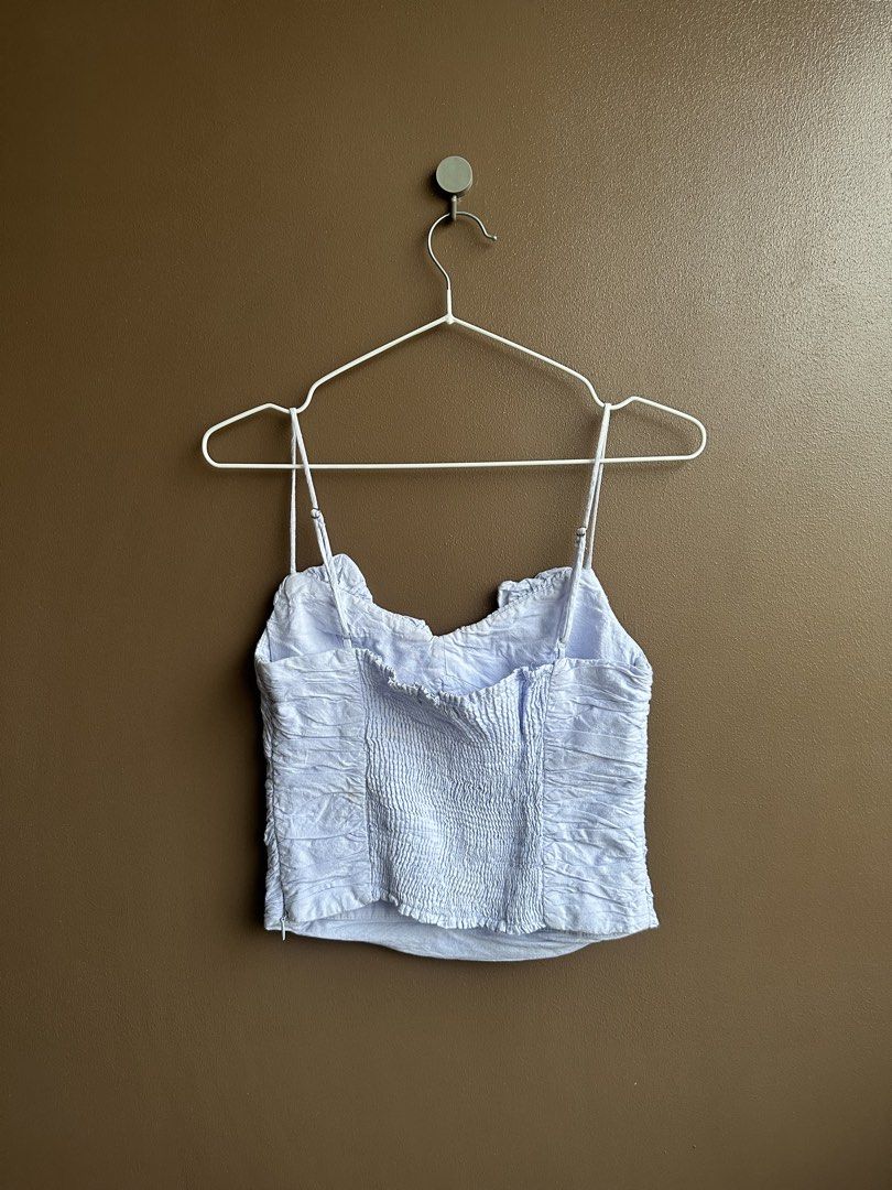 Zara Light Blue Ruched Cami Top Size S (Category: Sleeveless) located in Pasig City. Submitted by afterglowpreloved (Listing ID 1464723077, Image 3). Description: .