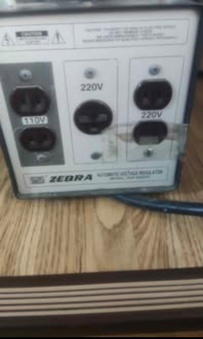 Zebra automatic voltage regulator 4000watts (Category: Other Home Appliances) located in Manila. Submitted by makoy023 (Listing ID 1464675763, Image 1). Description: used but not abuse..! 100% working issue ung isang saksakan may basag working nmn po..pwede nyo po ausin..! tnx.