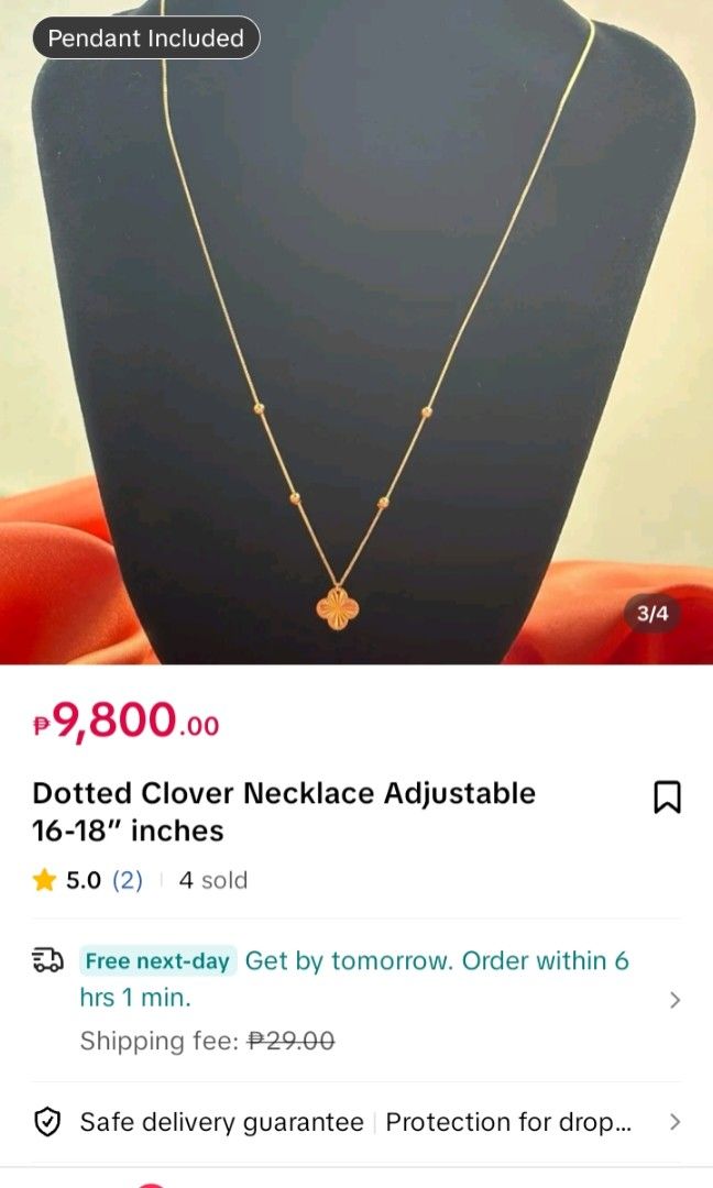 18k pawnable (Category: Necklaces) located in Manila. Submitted by karenjorenjam (Listing ID 1464805542, Image 2). Description: .95 grams. reason for sale: need funds.