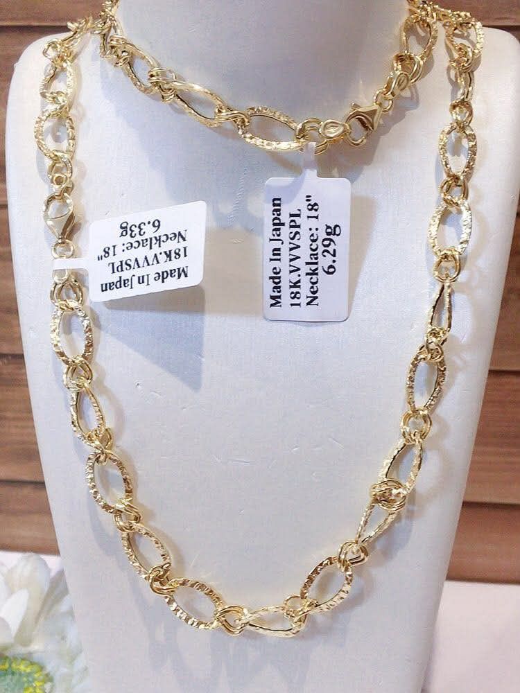 18k Japan gold link necklace (Category: Necklaces) located in Manila. Submitted by bhelgoldseller2ndaccount (Listing ID 1464835053, Image 3). Description: New!!✨New!!✨New!! Authentic 18k Japan Golds 💯pawnable/naisasanla 💯with high appraisal rate 💯good investment 💯Direct supplier price 👉OPEN for resellers 🌺please take time to evaluate their actual sizes and grams 👉Best panggift for all occasions ✅ Sold per grams not per piece Kya lowest pri