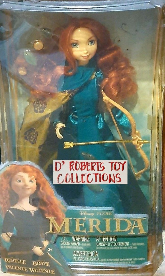 2012 Mattel Disney-Pixar Brave Gem Styling Merida Doll (Category: Figurines & Statues) located in Liloan. Submitted by angelyneroberts_171329 (Listing ID 1464776076, Image 1). Description: FOR SALE 2012 Mattel Disney-Pixar Brave Gem Styling Merida Doll DESCRIPTION : - Featuring her signature curly red hair, blue dress, and included bow and arrow accessory. - Manufactured and produced in 2011, and officially hit store shelves in the spring of 2012
