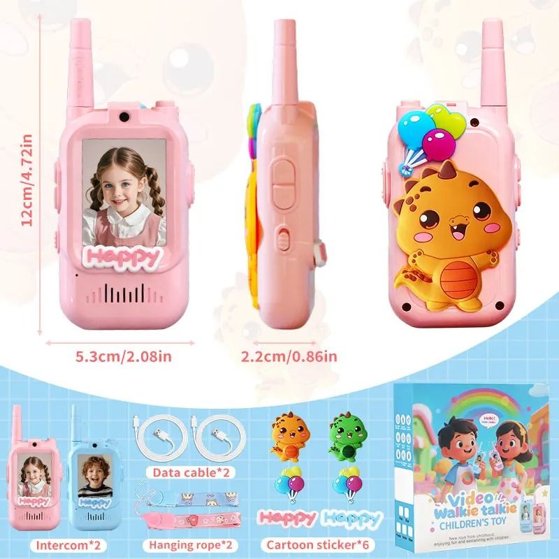2Pcs/Set Mini Video Walkie Talkie Kids Toy Rechargeable Video Call ...