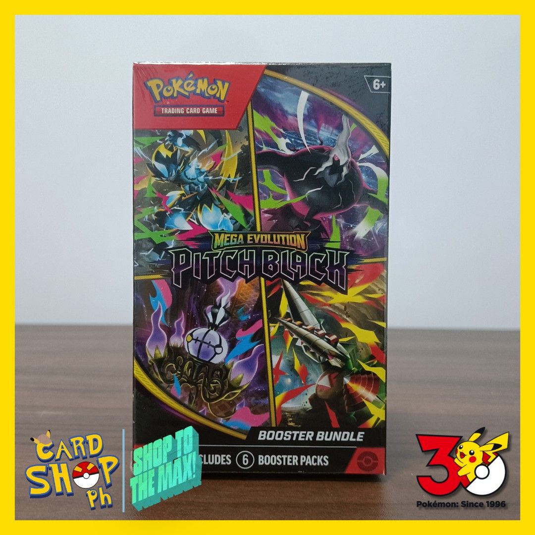 30TH Pokemon TCG: Mega Evolution Pitch Black Booster Bundle (SEALED) (Category: Card Boxes & Cases) located in Cavite. Submitted by brick-cardshop.ph (Listing ID 1464781972, Image 1). Description: ☑️Condition: Sealed 🏷️Price: Php 2,800 📍Location: Cavite 🧾Payment: Gcash, Maya, or Go Tyme Bank 🚚Shipping: LBC or Lalamove 🗒️Note: Prices may change without notice. Lowball offers will not be entertained..