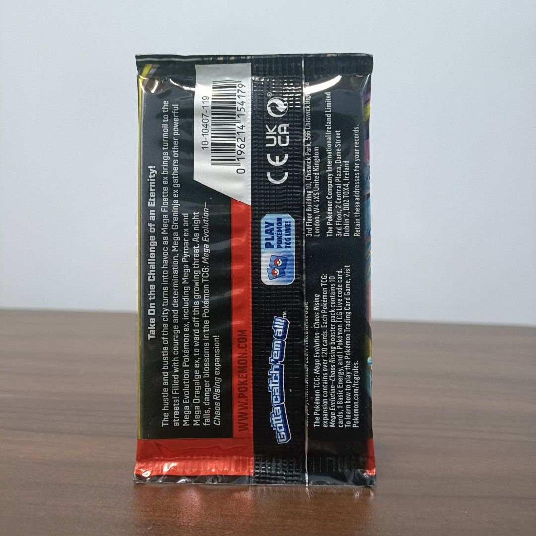 30TH Pokemon TCG: Mega Evolution Chaos Rising Booster Pack (SEALED) (Category: Card Packs) located in Cavite. Submitted by brick-cardshop.ph (Listing ID 1464793920, Image 3). Description: ☑️Condition: Sealed 🏷️Price: Php 319 📍Location: Cavite 🧾Payment: Gcash, Maya, or Go Tyme Bank 🚚Shipping: LBC or Lalamove 🗒️Note: Prices may change without notice. Lowball offers will not be entertained..