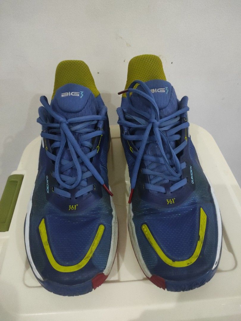 361 Degrees Blue Athletic Sneakers (Category: Casual Shoes) located in Manila. Submitted by krisanne01 (Listing ID 1464872713, Image 1). Description: - Brand: 361 Degrees - Color: Blue with bright yellow, white, and green accents - Material: Breathable mesh upper with dark blue laces - Condition: Moderate wear on soles and upper mesh - Best For: Workouts, running errands, or casual daily wear - Fast shipping and trusted seller!.