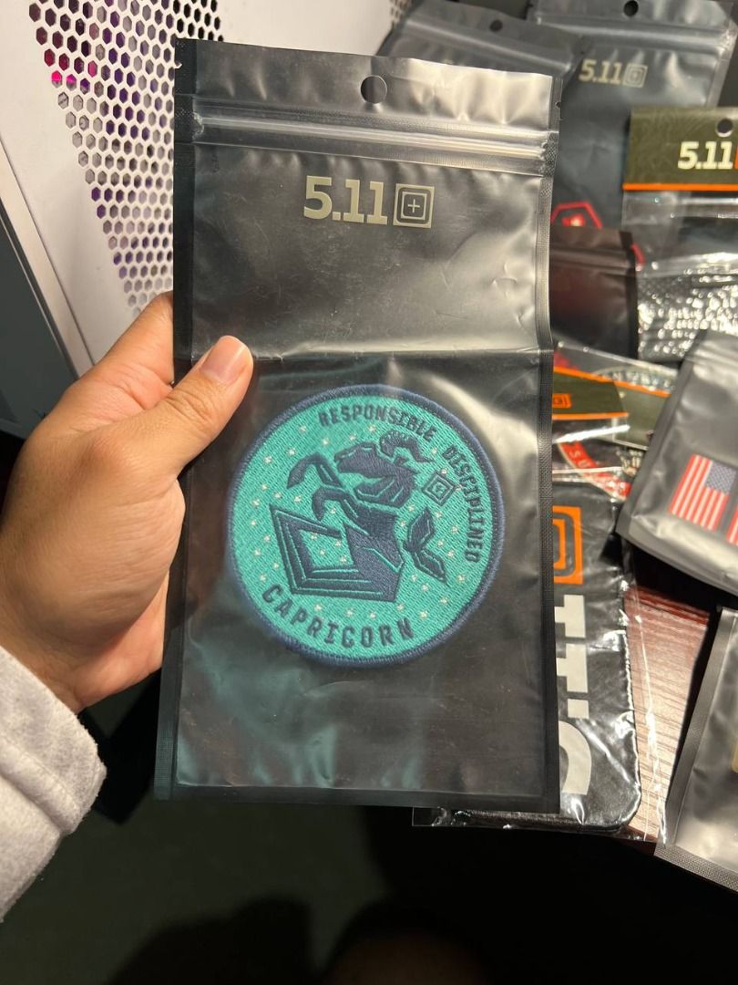 5.11 Tactical Morale Patches SET 14 pcs (Category: Caps & Hats) located in Baguio. Submitted by carlbenta (Listing ID 1464896962, Image 3). Description: - Authentic 5.11 Tactical patches collection - Variety of designs: Logos, US flags (multiple colorways), Capricorn zodiac, and Canadian maple leaf - Condition: Brand new, packed in original individual resealable zip bags - Backing: Hook and loop (Velcro-compatible) - Ideal for: Backpacks, tactica