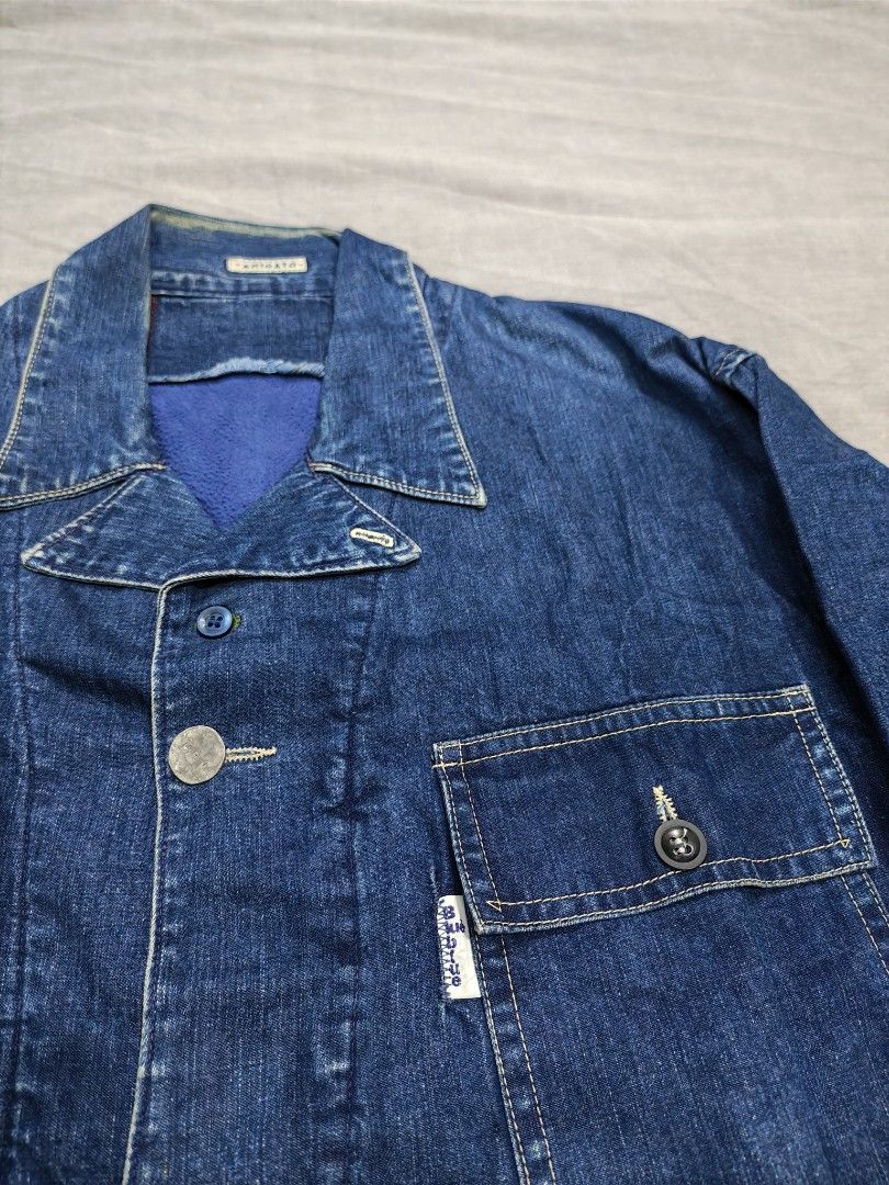 90s arigato blue blue selvedge chore jacket (Category: Coats, Jackets and Outerwear) located in Baguio. Submitted by used_clothing2600 (Listing ID 1464778929, Image 3). Description: 90s blue blue arigato selvedge chore jacket size 1 verygood condition pit to pit 23 length 29.5 shoulders 20 sleeve length 23 P 2,880.