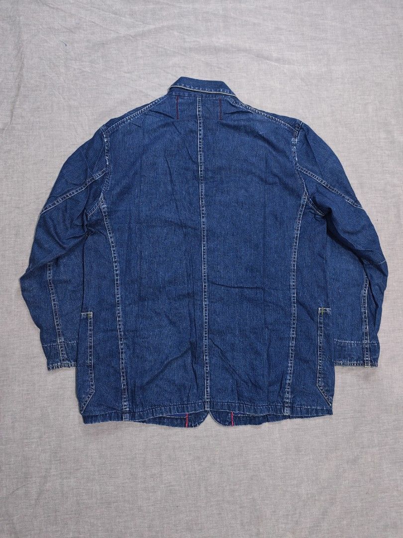 90s arigato blue blue selvedge chore jacket (Category: Coats, Jackets and Outerwear) located in Baguio. Submitted by used_clothing2600 (Listing ID 1464778929, Image 2). Description: 90s blue blue arigato selvedge chore jacket size 1 verygood condition pit to pit 23 length 29.5 shoulders 20 sleeve length 23 P 2,880.