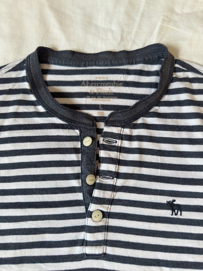 Abercombie & Fitch Henley Striped (Category: Formal Shirts) located in Davao. Submitted by kelsocool (Listing ID 1464895477, Image 2). Description: Abercrombie & Fitch Striped Henley Dimes: 27.5 - length 20.5 - width 8.5 - sleeve fav! good condition no major issue item have already been washed Color rate: 9.5/10.