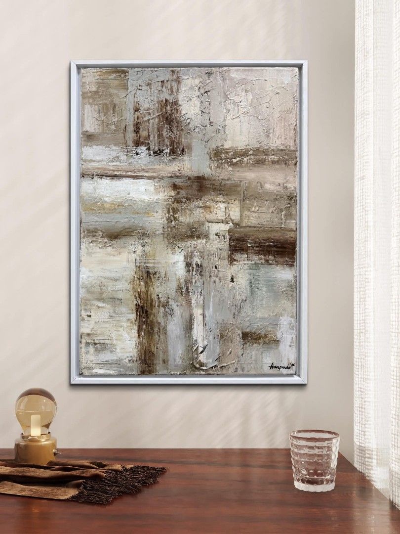 Abstract Painting "Earthy Renewal" (Category: Art & Prints) located in Quezon City. Submitted by obranitian (Listing ID 1464890998, Image 2). Description: Size: 70 x 50 cm Acrylic paint with varnish finishing On stretched Canvas with white frame With COA Ready to Display Pm me for details..