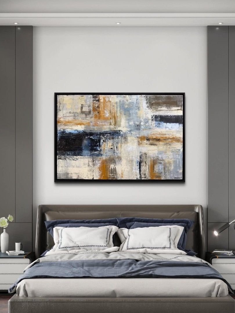 Abstract Painting "Serenity and Strength" (Category: Art & Prints) located in Quezon City. Submitted by obranitian (Listing ID 1464887932, Image 2). Description: Size: 80 x 120 cm Acrylic paint with varnish finishing On stretched Canvas with black frame With COA Ready to Display Pm me for details..