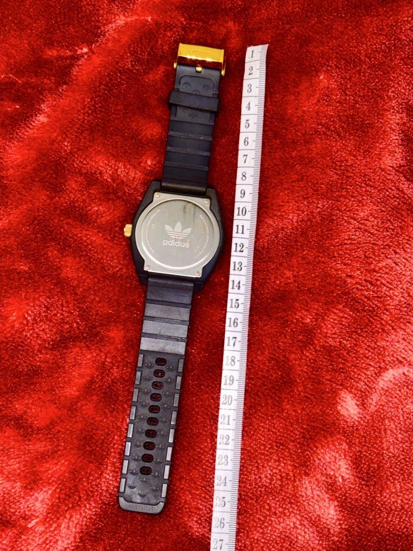 Adidas ADH 2712 Black & Gold Watch (Category: Women's Watches) located in Manila. Submitted by maizhel (Listing ID 1464873331, Image 2). Description: For sale: Adidas original santiago watch from 🇯🇵 for only 3000pesos negotiable, no box, with minimal scratches at tha back signs of usage.. RFS: bawas watch may paparating na namn ksi galing japan Loc: montalban rizal Delivery: lalamove/j&t Mop:gcash - Model: ADH 2712 661302 - Colorway: Striking b