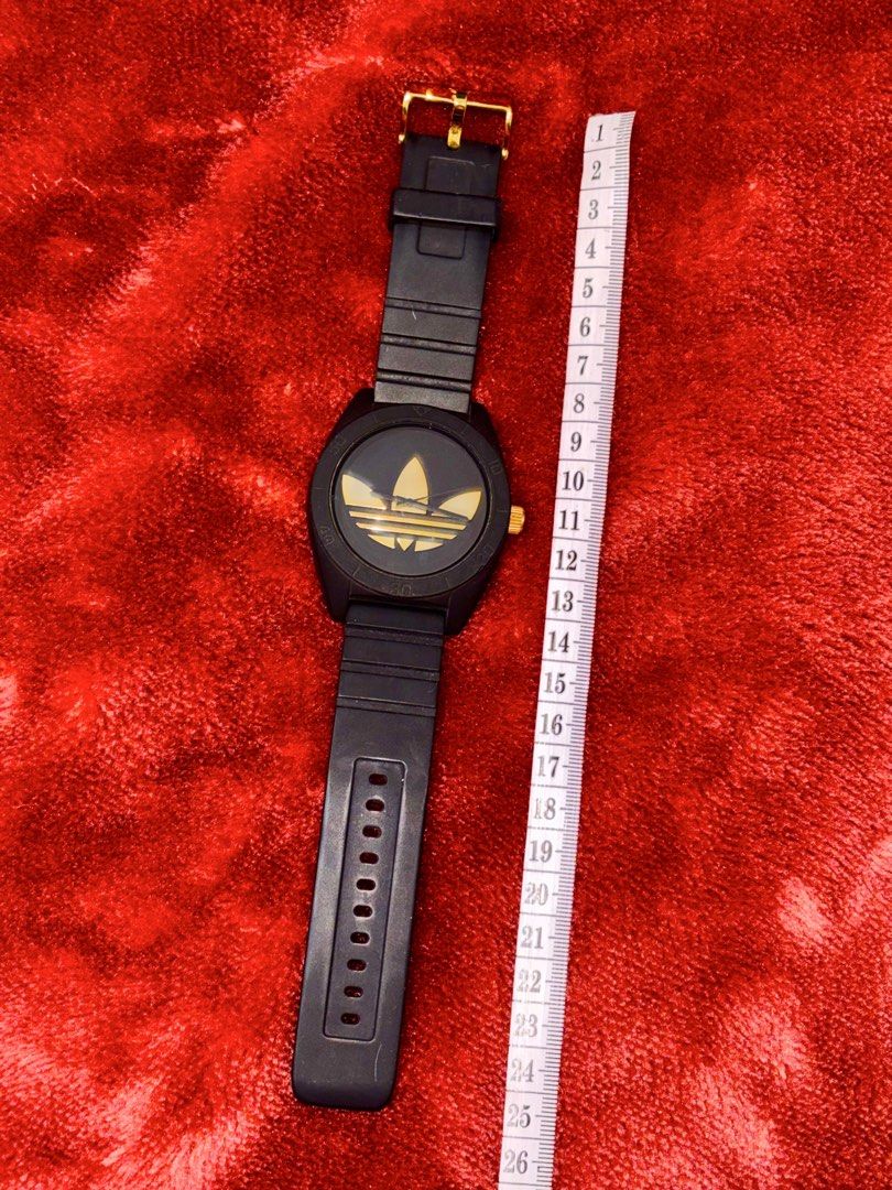 Adidas ADH 2712 Black & Gold Watch (Category: Women's Watches) located in Manila. Submitted by maizhel (Listing ID 1464873331, Image 1). Description: For sale: Adidas original santiago watch from 🇯🇵 for only 3000pesos negotiable, no box, with minimal scratches at tha back signs of usage.. RFS: bawas watch may paparating na namn ksi galing japan Loc: montalban rizal Delivery: lalamove/j&t Mop:gcash - Model: ADH 2712 661302 - Colorway: Striking b