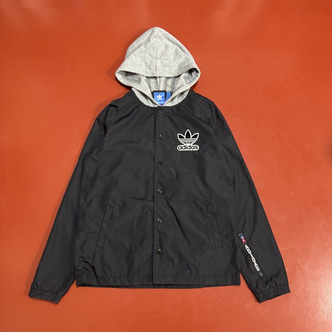 ADIDAS HOODED VARSITY JACKET (Category: Coats, Jackets and Outerwear) located in Pasig City. Submitted by buzzthrifty (Listing ID 1464892155, Image 1). Description: SIZE M-L 21x27 EXCELLENT CONDITION .