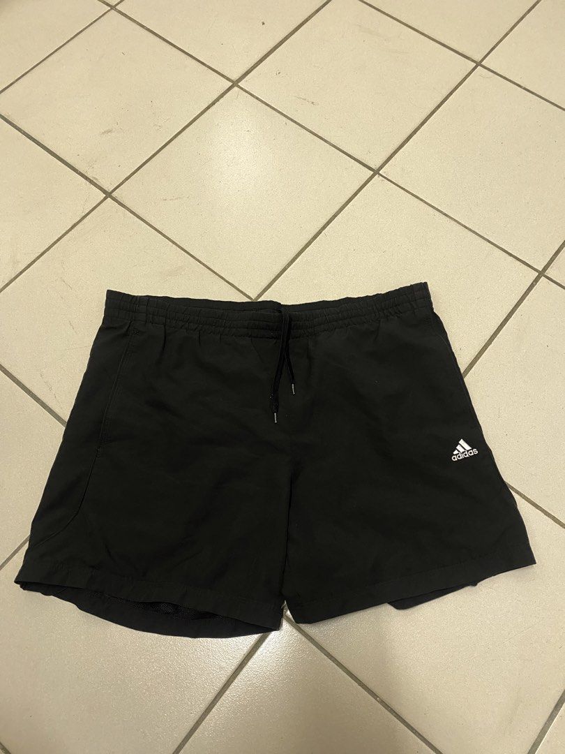Adidas Performance Essentials Black short (Category: Shorts) located in Binan City. Submitted by johndeluna03242 (Listing ID 1464801562, Image 1). Description: 36 waist asjustable Length 16inch above the knee Hem-14 inch Complete tags No issue Excellent condition 9.5/10 cr Can pass as new 350💵.