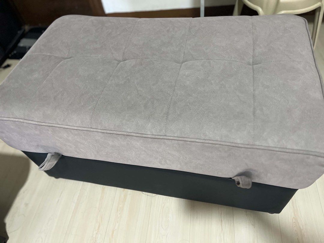 Adjustable massage bed with face cradle and extension ottoman (Category: Bed Frames & Mattresses) located in Manila. Submitted by sharry24 (Listing ID 1464821368, Image 2). Description: - Color & Finish: Elegant tufted grey upholstery with a sturdy black base - Comfort & Design: Includes a built-in face hole at the headrest and a separate matching ottoman - Functionality: Convenient electric control buttons on the side for easy adjustments - Vers