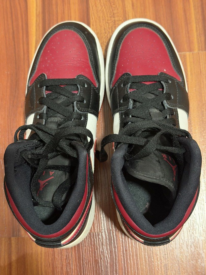 Air Jordan 1 Mid "Bred Toe" sneakers (Category: Sneakers & Footwear) located in Batangas. Submitted by rheneemaequizon (Listing ID 1464897605, Image 2). Description: Air Jordan 1 Mid “Bred Toe” sneakers Blac/White/Red No box - pasalubong from Canada Rarely used RFS: Nakatambak lang, need funds.