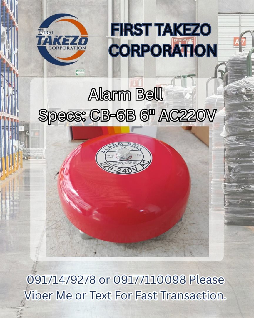 Alarm Bell Specs: CB-6B 6" AC220V (Category: Home Improvement Tools & Accessories) located in Manila. Submitted by 09171479278_elsie. (Listing ID 1464773202, Image 1). Description: Alarm Bell Specs: CB-6B 6" AC220V.