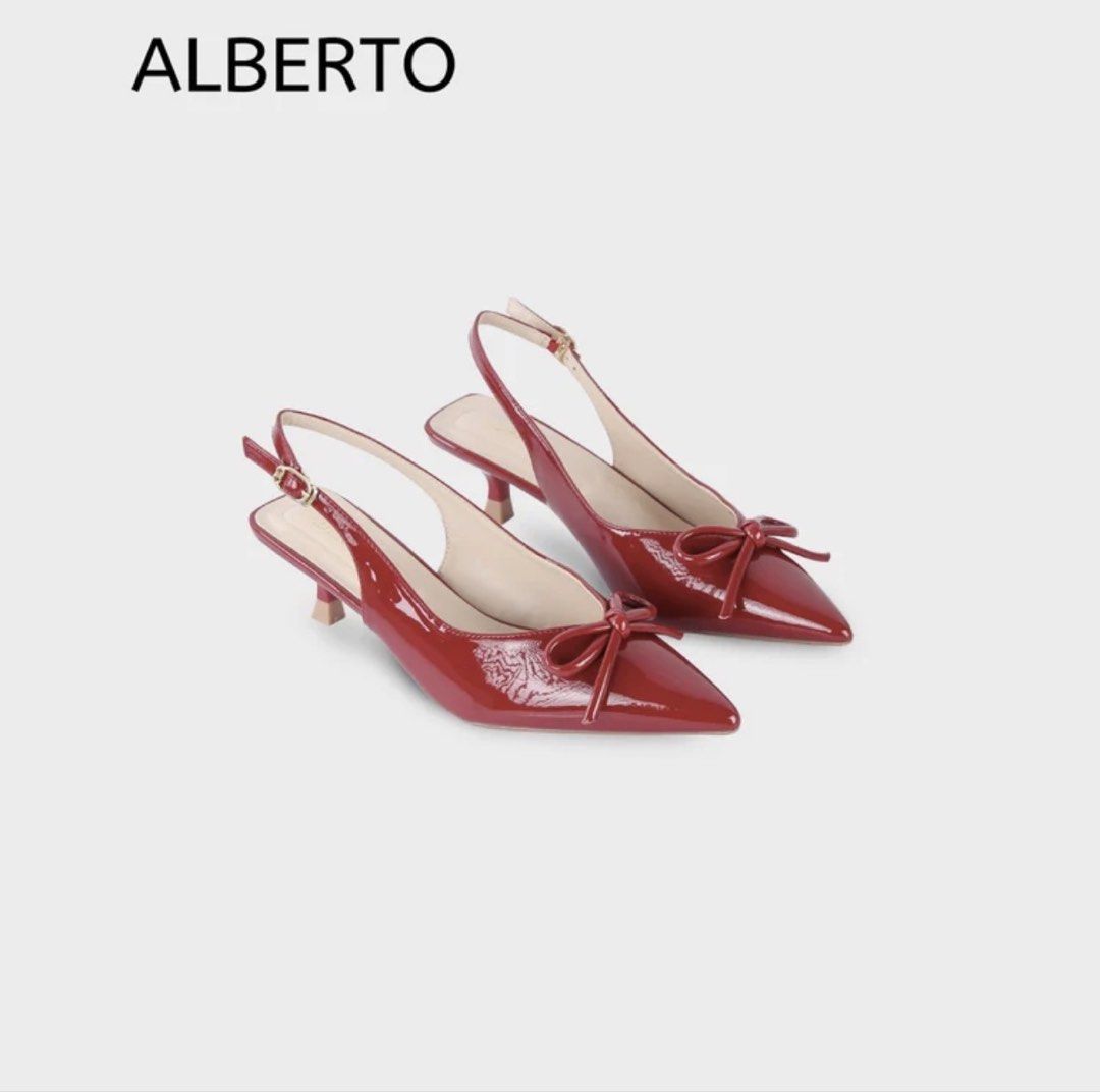 ALBERTO Red Slingback Kitten Heels with Bow (Category: Heels) located in Naga. Submitted by teen9ed (Listing ID 1464792608, Image 1). Description: - Price is negotiable - got it for 1,699 - cebu city.