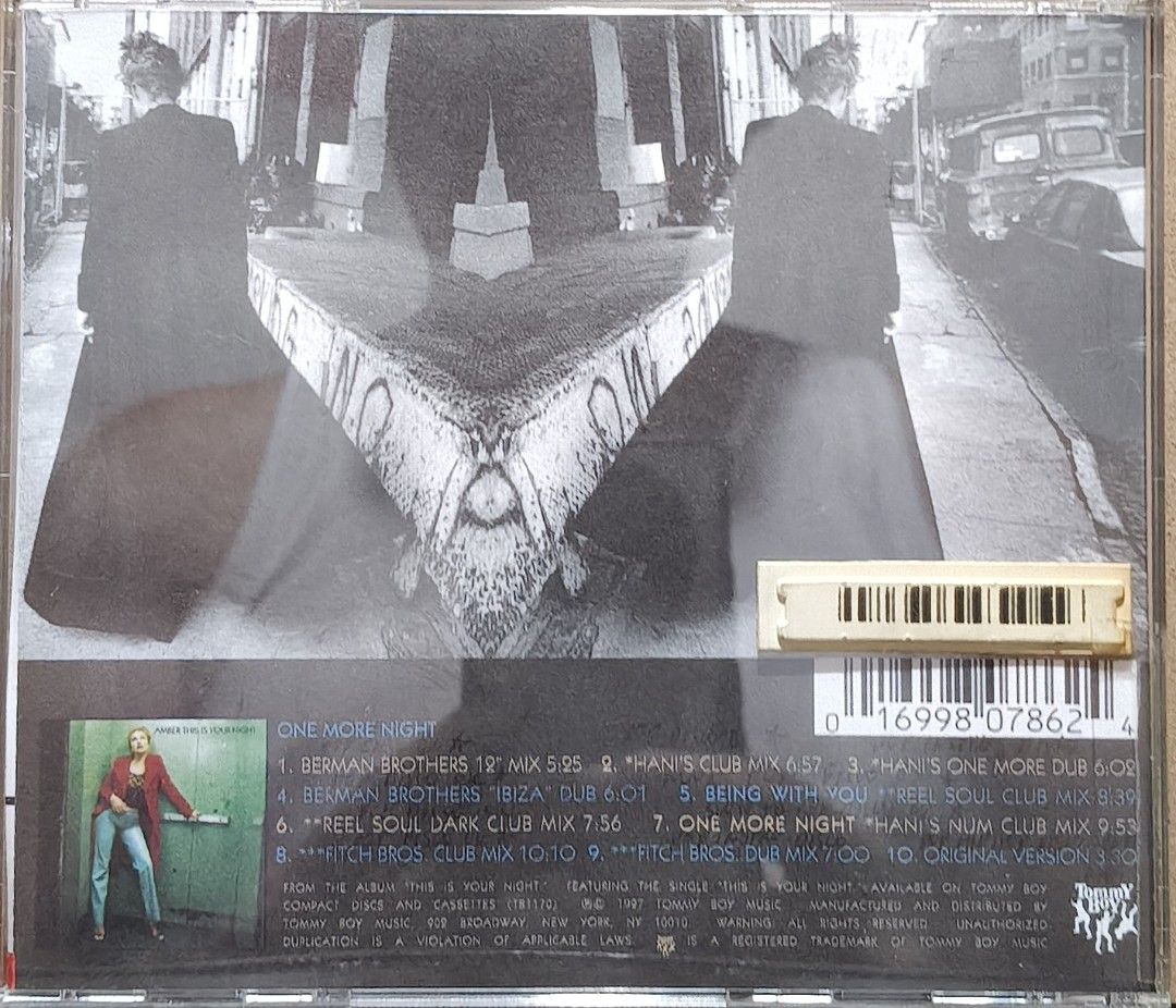 Amber One More Night CD Album (Category: CDs & DVDs) located in Manila. Submitted by ruelcabrer77078 (Listing ID 1464819270, Image 3). Description: - Artist & Album: Amber - One More Night Remix CD - Release Year & Label: 1997, Tommy Boy Music - Tracklist: 10 tracks featuring Berman Brothers, Hani, Reel Soul, and Fitch Bros mixes - Condition: Clean disc surface, jewel case includes original security sticker on the back.