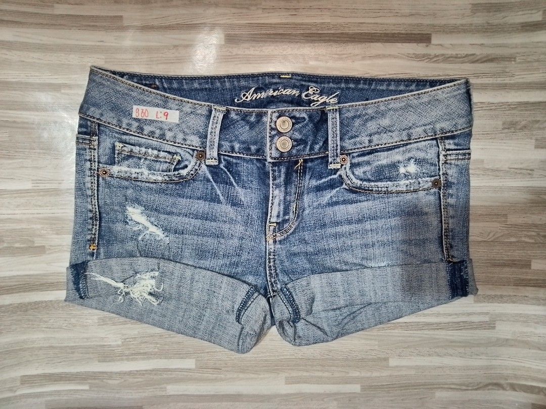 American Eagle Denim Shorts — 2-Button Closure, Distressed Style (Category: Shorts) located in Malay. Submitted by daisiberry (Listing ID 1464789109, Image 1). Description: s30 length: 9 • Please check the size, measurements, and condition carefully before purchasing. • All items are preloved/thrifted, so minor signs of wear may be present. 🤍 Please be a sure buyer before checking out. Thank you!.